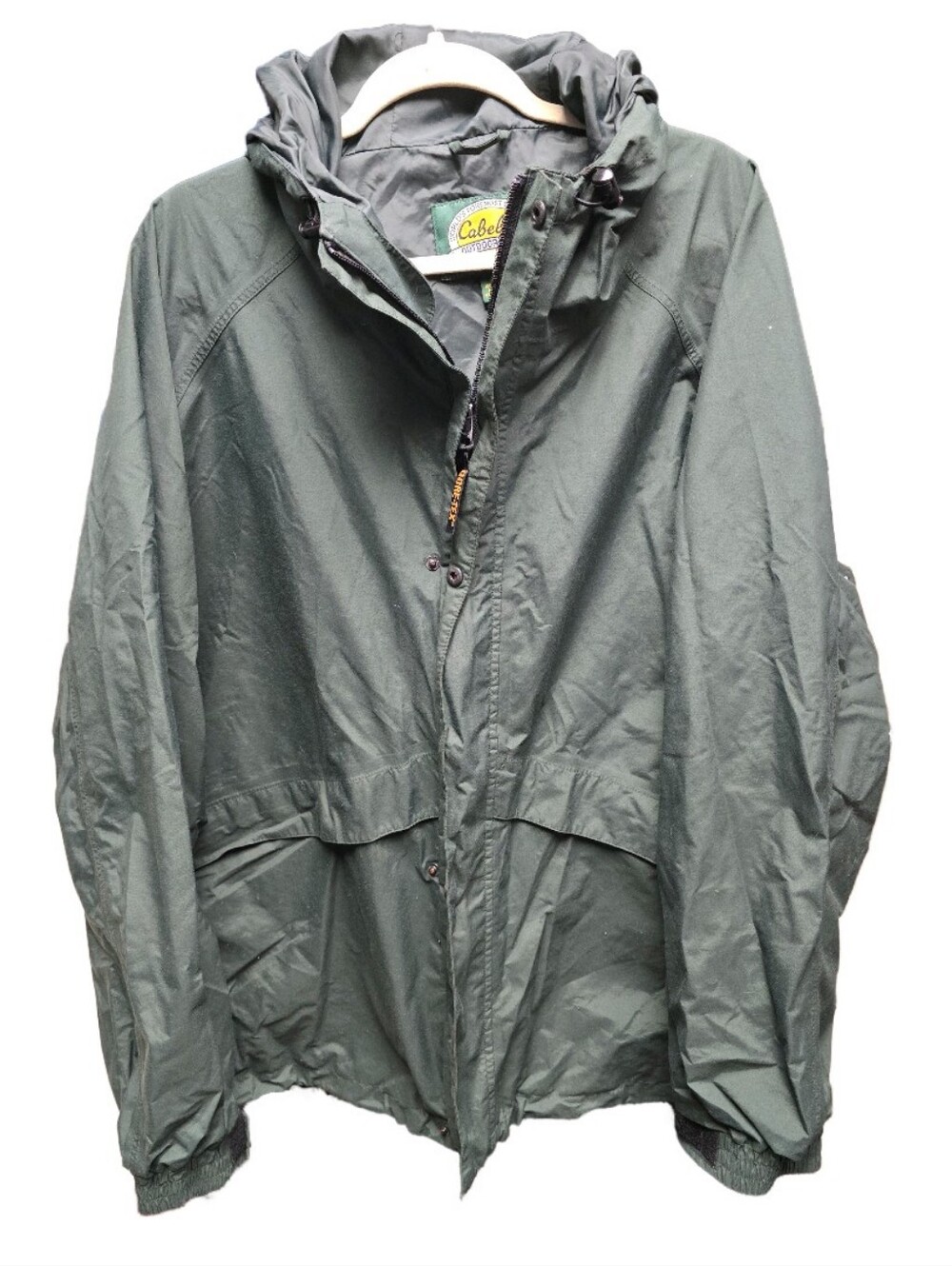 Cabelas Hooded Nylon Anorak Rain Jacket Windbreaker Mens 4XL All Weather Olive